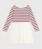 Children's long-sleeved dress in cotton and tulle MILK red/AMARANTE
