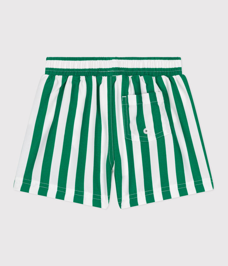 Babies' stripy printed swim shorts MARSHMALLOW green/JARDIN