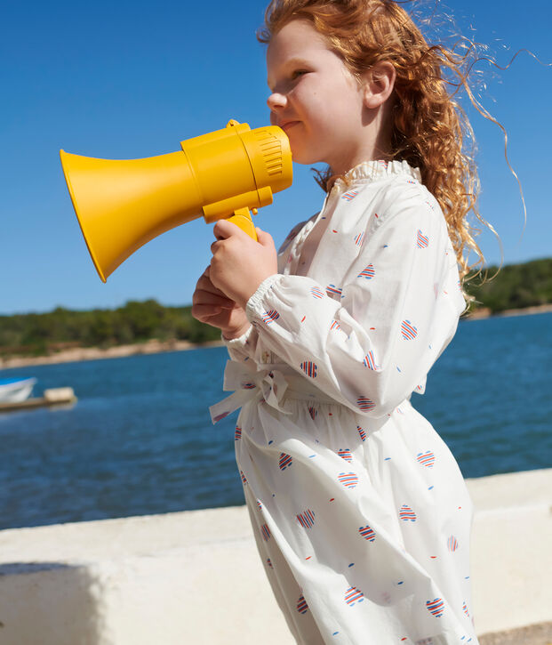 Children's long-sleeved heart-pattern cotton blouse Ecru/multicolor