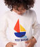 Children's long-sleeved printed cotton T-shirt MILK Ecru