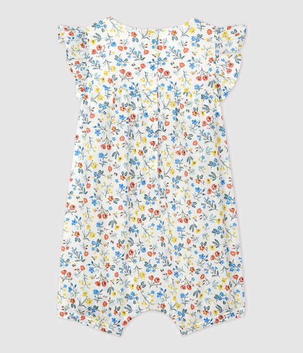 Babies' Poplin Floral Print Short Playsuit white/multicolor