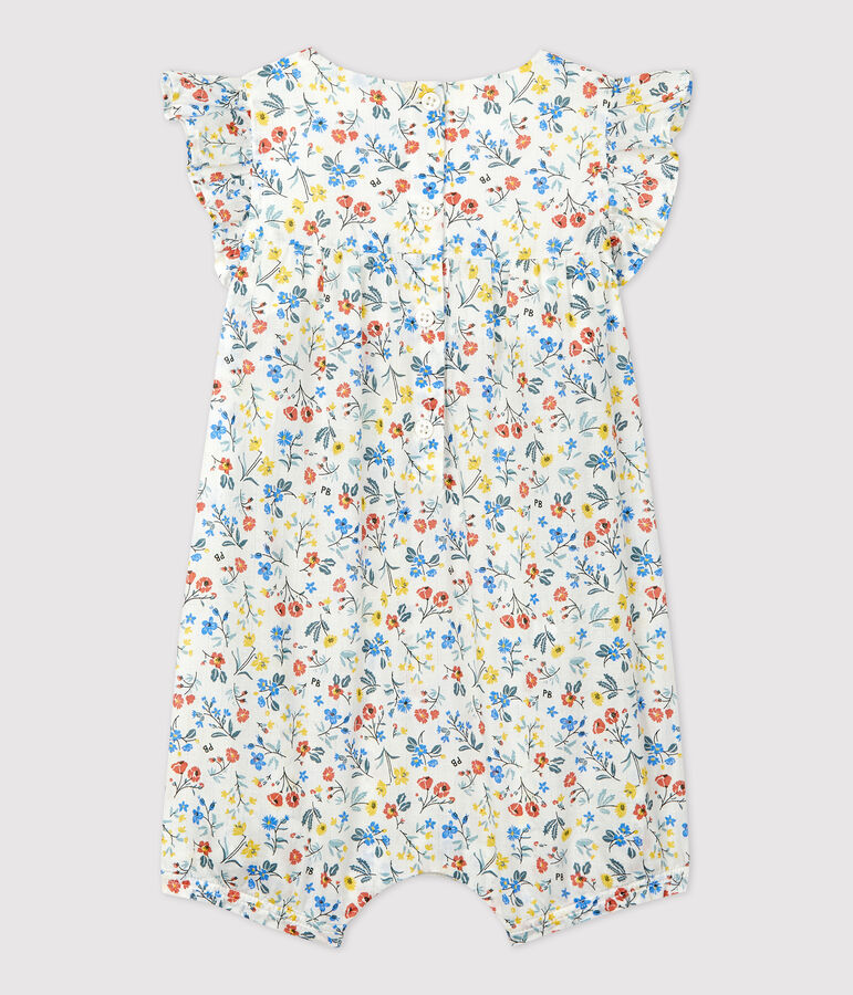 Babies' Poplin Floral Print Short Playsuit white/multicolor