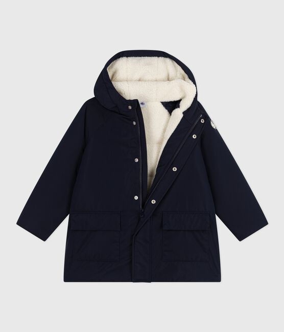 Children's plain mid-length parka SMOKING blue