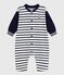 Babies long Breton stripe-printed cotton playsuit MARSHMALLOW white/SMOKING blue