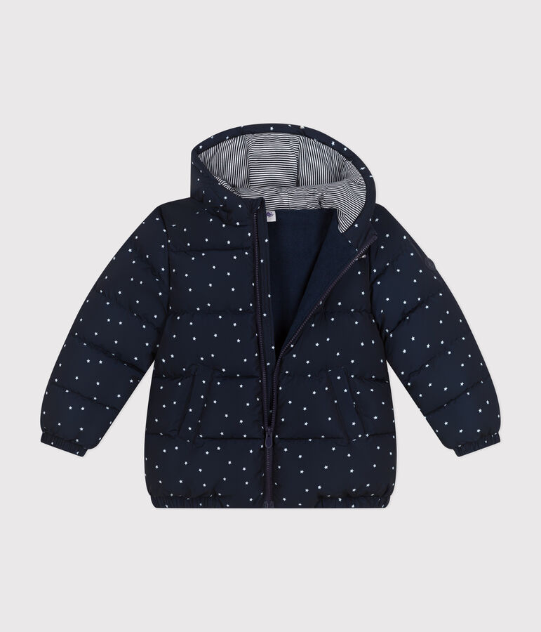Children's unisex puffer jacket blue/ecru