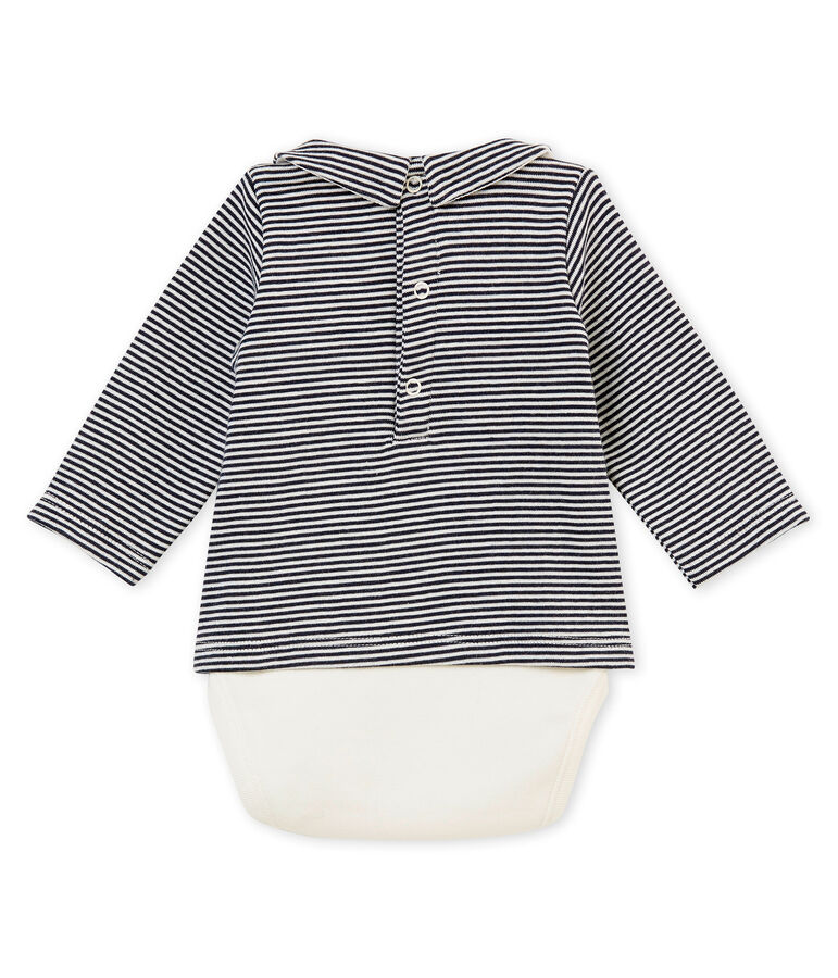 Baby boy's long sleeved tee-shirtbodysuit blue/white
