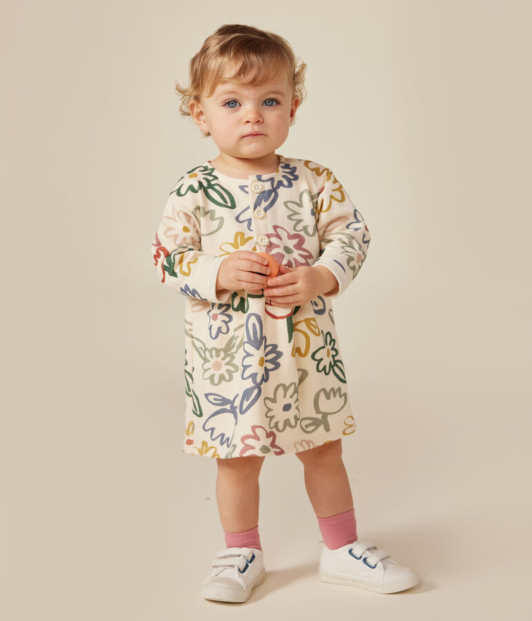 Babies' long-sleeved dress AVALANCHE white/MULTICO