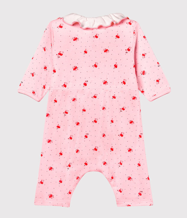 Baby girls' footless bodyjama in printed 1x1 rib knit pink/multicolor