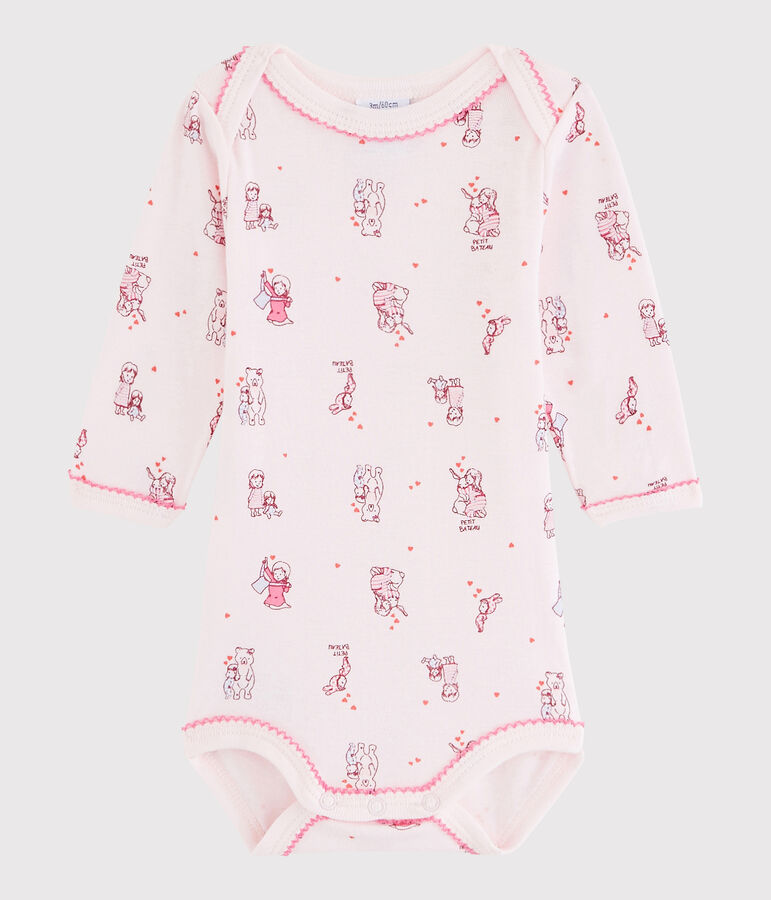Baby Girls' Long-Sleeved Bodysuit VIENNE pink/MULTICO white