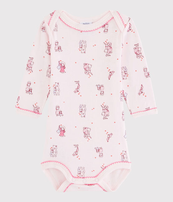 Baby Girls' Long-Sleeved Bodysuit VIENNE pink/MULTICO white
