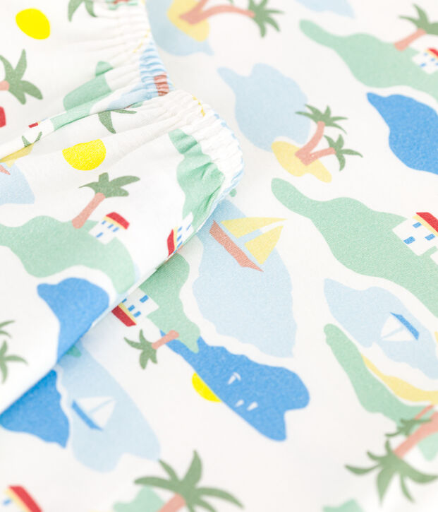 Children's short printed cotton pyjamas white/multicolor