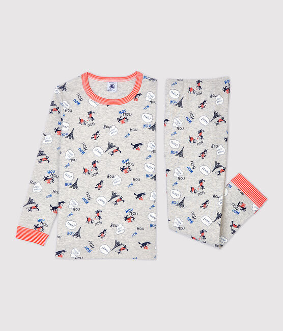 Boys' Paris Print Organic Cotton Pyjamas BELUGA grey/MULTICO white