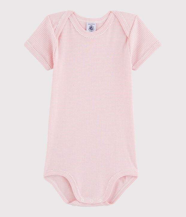 Baby Girls' Short-Sleeved Bodysuit pink/white