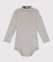 Babies' Long-Sleeved Roll Neck Cotton Bodysuit CHATON CHINE grey