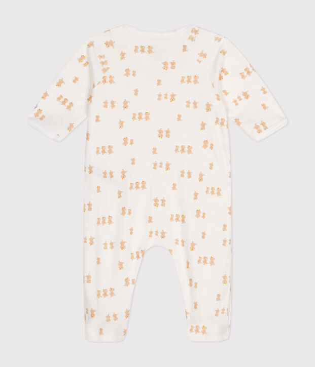 Babies' fleece pyjamas white/multicolor