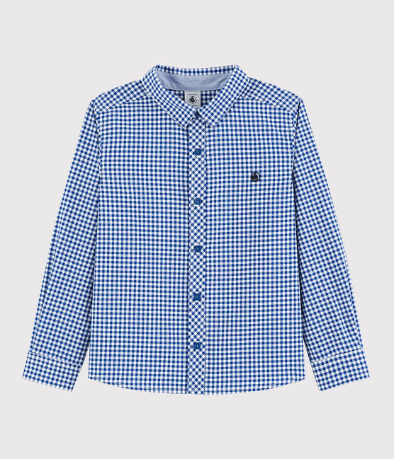 Boys' Long-Sleeved Poplin Shirt MARSHMALLOW white/MULTICO white
