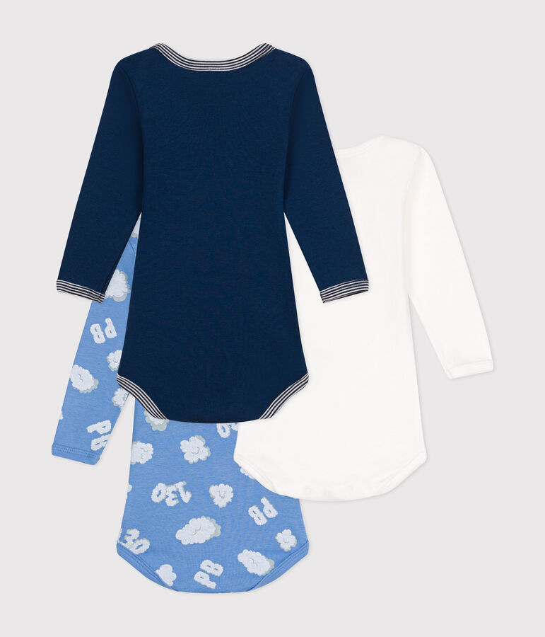 Babies' long-sleeved cotton bodysuits - 3-Pack multicolor