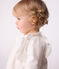Babies' long-sleeved plain cotton blouse MARSHMALLOW white