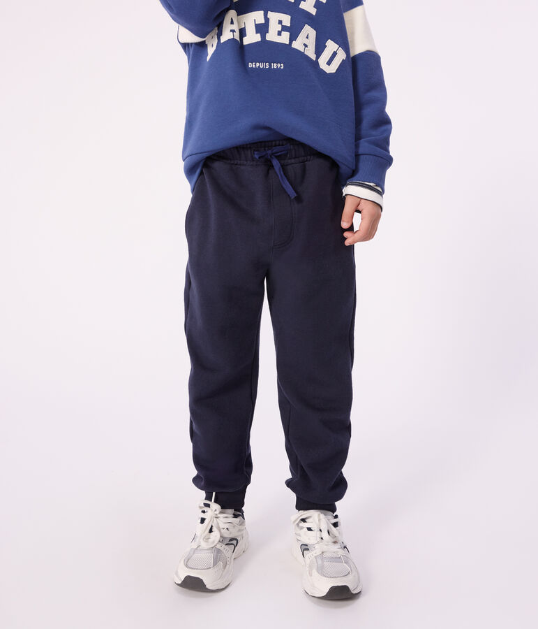 Children's plain cotton jogging bottoms blue