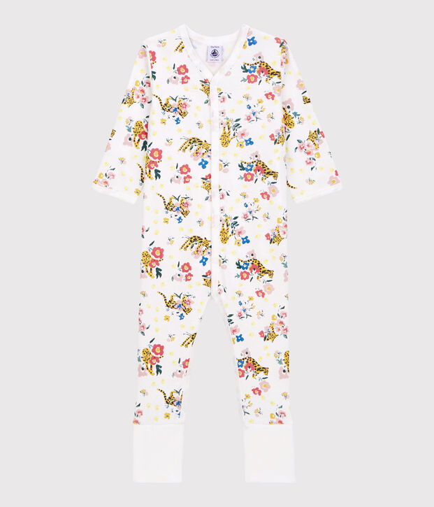Babies' Glow-In-The-Dark Cotton Sleepsuit with Detachable Feet white/multicolor