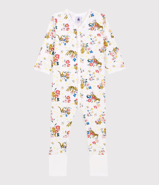 Babies' Glow-In-The-Dark Cotton Sleepsuit with Detachable Feet MARSHMALLOW white/MULTICO white