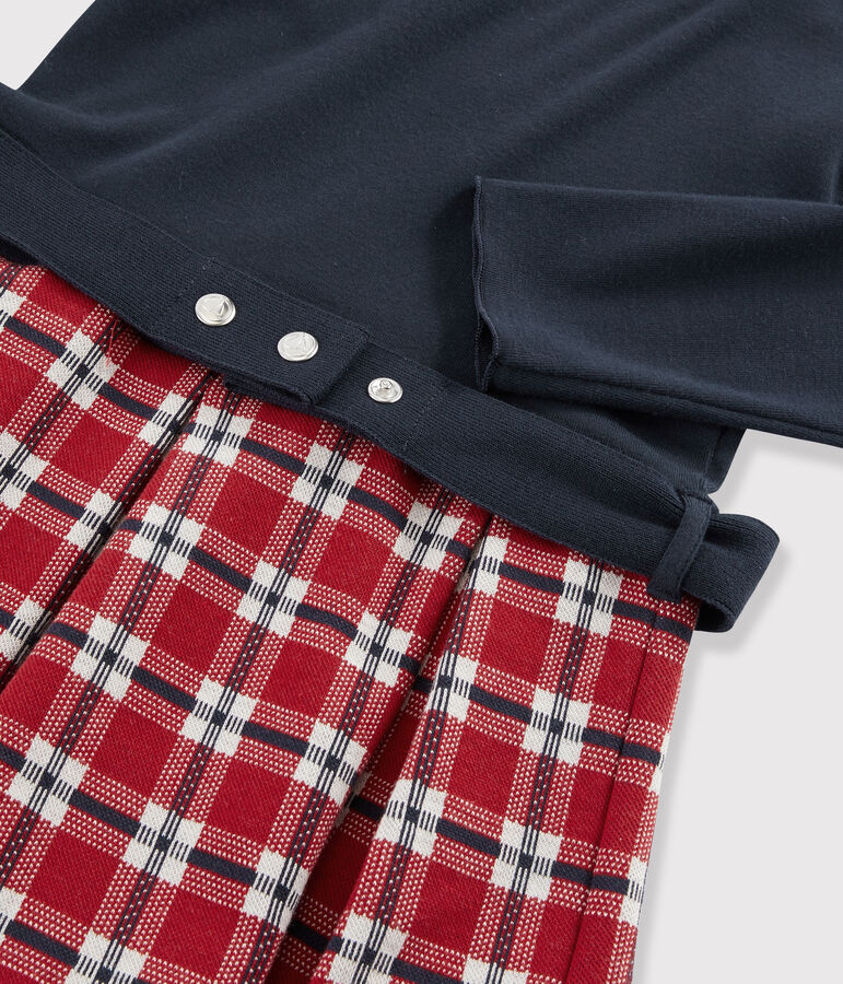 Girl's Long-sleeved Dress SMOKING blue/MULTICO white