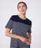 Women's long striped cotton dress SMOKING blue/MARSHMALLOW white