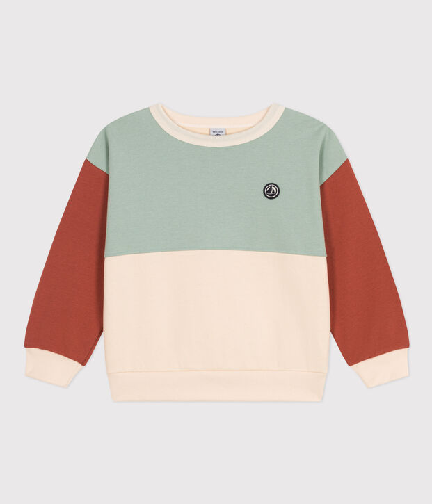 Boys' Colourblock Fleece Sweatshirt Ecru/multicolor