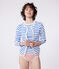 Women's plain cotton cardigan MARSHMALLOW white/PERSE blue