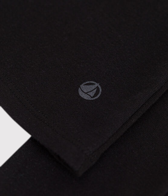 Women's plain long-sleeved iconic rib knit T-shirt BLACK black