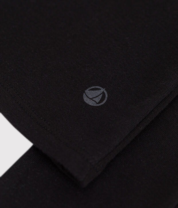 Women's plain long-sleeved iconic rib knit T-shirt black