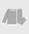 Children's stripy cotton terry pyjamas MILK blue/SOIR
