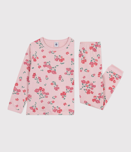 Children's floral printed tube knit pyjamas JOLI pink/MULTICO white