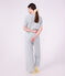 Women's wide-leg stripy cotton pyjamas grey/white