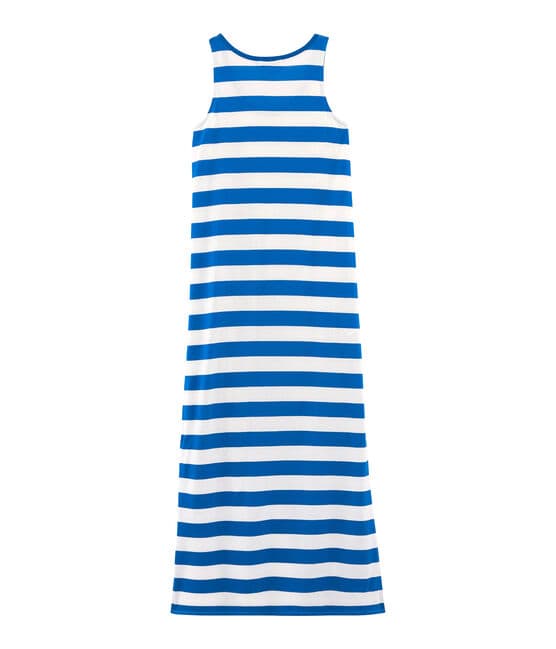 Women's sleeveless dress RIYADH blue/MARSHMALLOW white