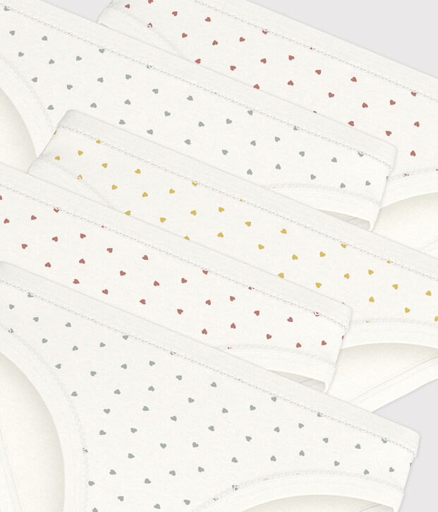 Girls' Mini Heart Patterned Cotton Briefs - 5-Pack multicolor