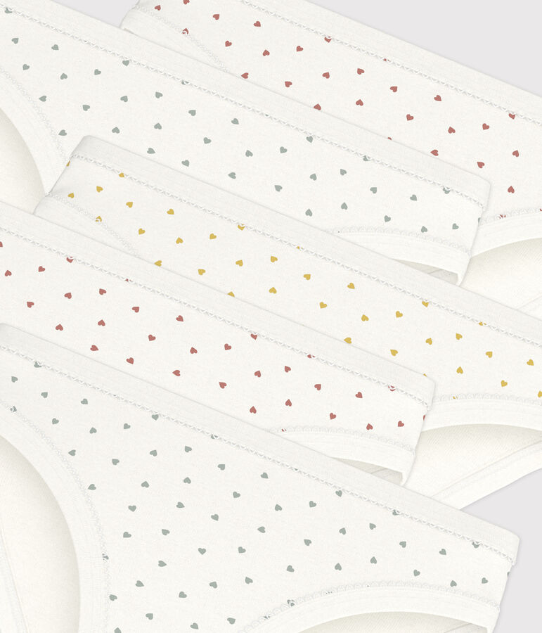 Girls' Mini Heart Patterned Cotton Briefs - 5-Pack multicolor