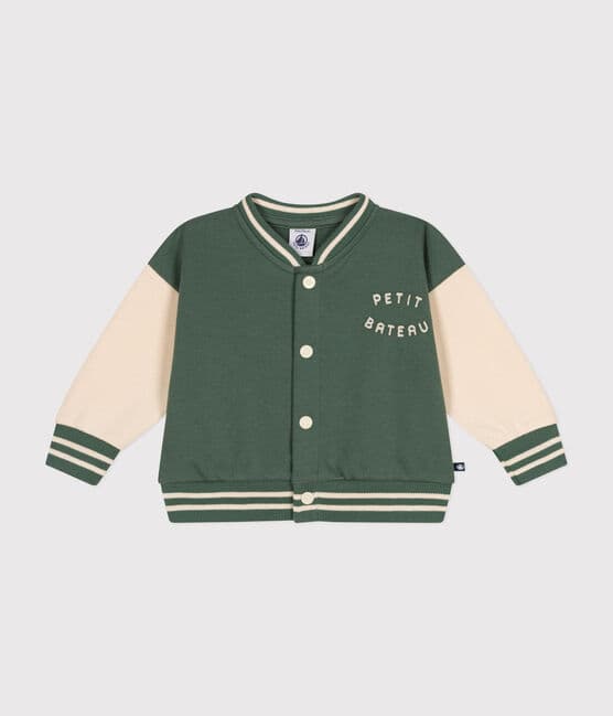 Babies' Fleece Baseball Jacket CROCO green/AVALANCHE