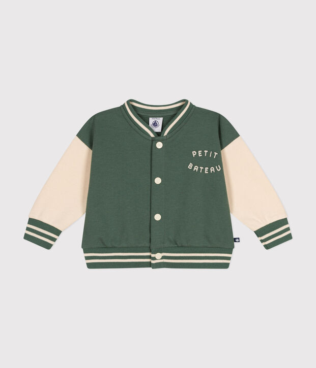 Babies' Fleece Baseball Jacket green/ecru