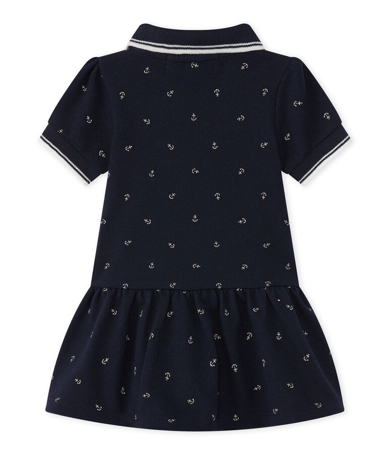 Baby girl's short-sleeved dress blue/beige