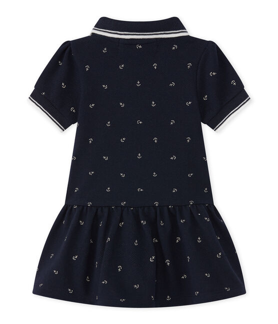 Baby girl's short-sleeved dress SMOKING blue/FETA white