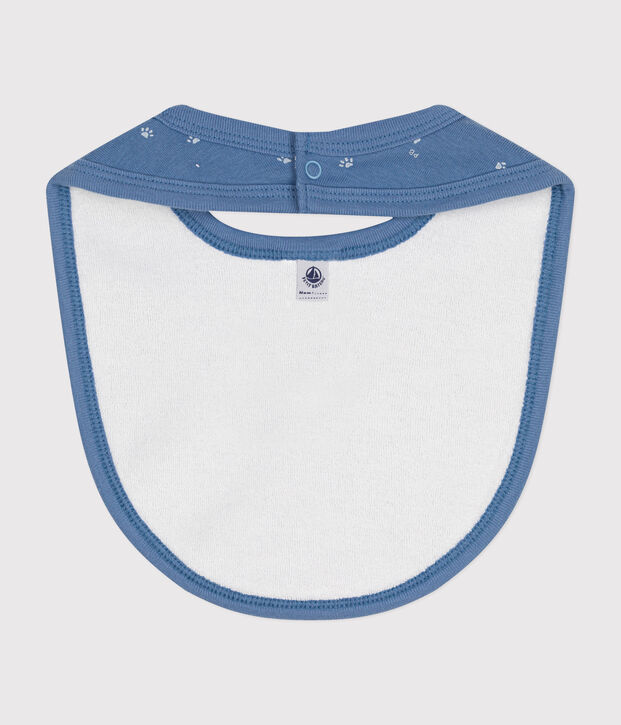 Cotton baby bib blue/white