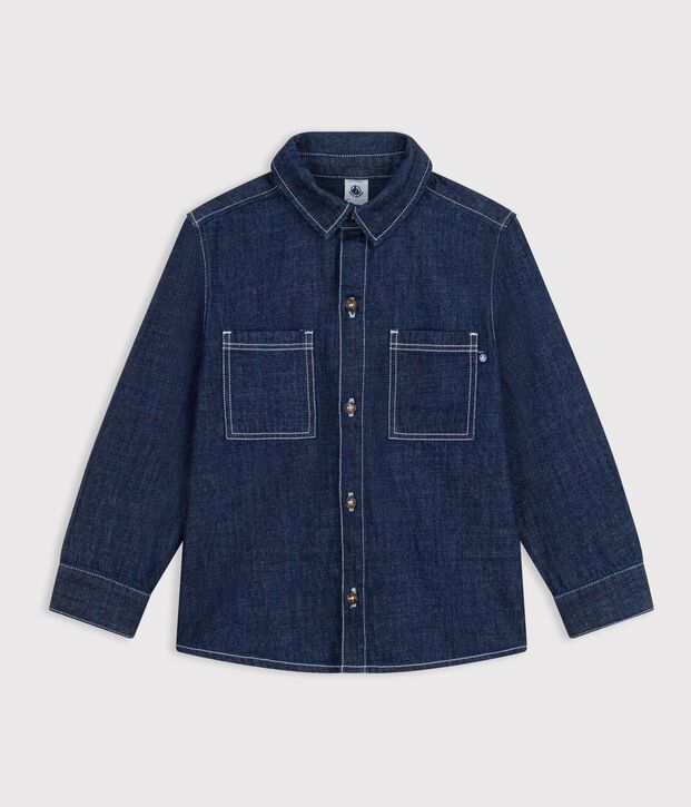 Children's plain denim shirt blue