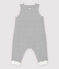 Babies' Stripy Organic Cotton Long Dungarees MARSHMALLOW white/SMOKING blue