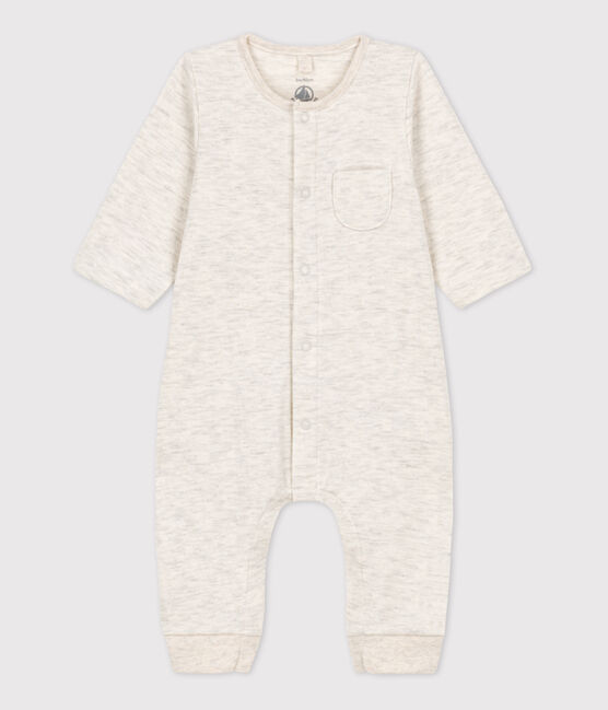 Babies' Plain Organic Tube Knit Long Playsuit MONTELIMAR CHINE beige
