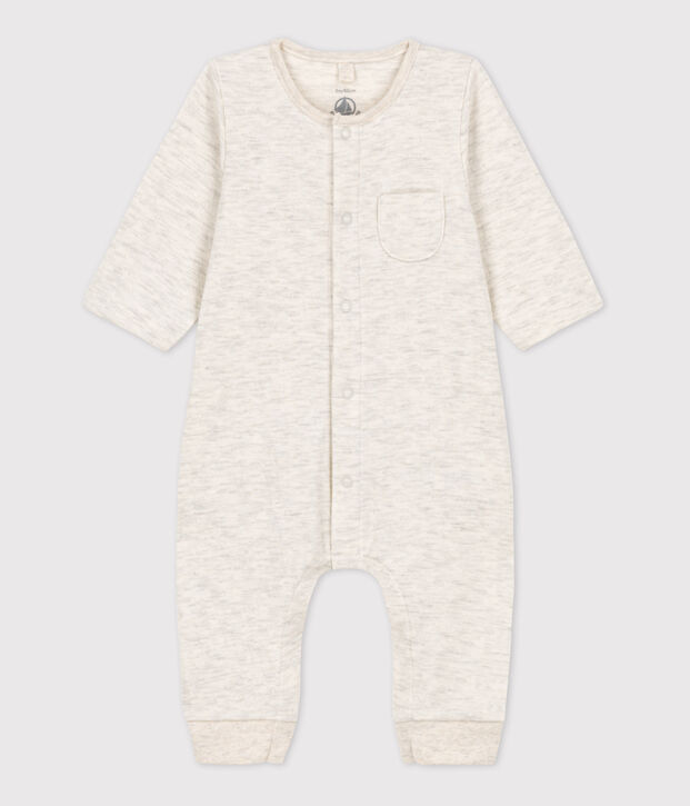 Babies' Plain Organic Tube Knit Long Playsuit MONTELIMAR CHINE