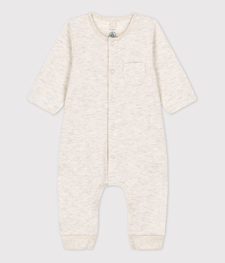 Babies' Plain Organic Tube Knit Long Playsuit beige
