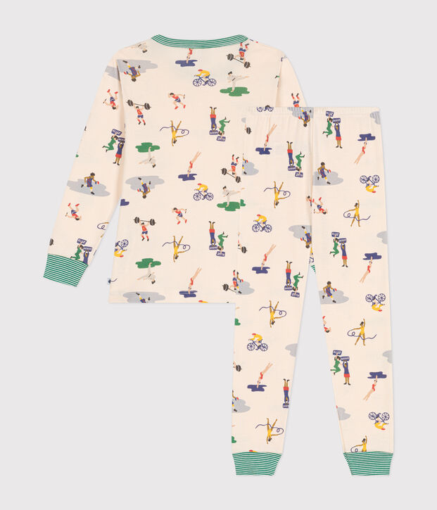 Children's multi-sports print cotton pyjamas Ecru/multicolor