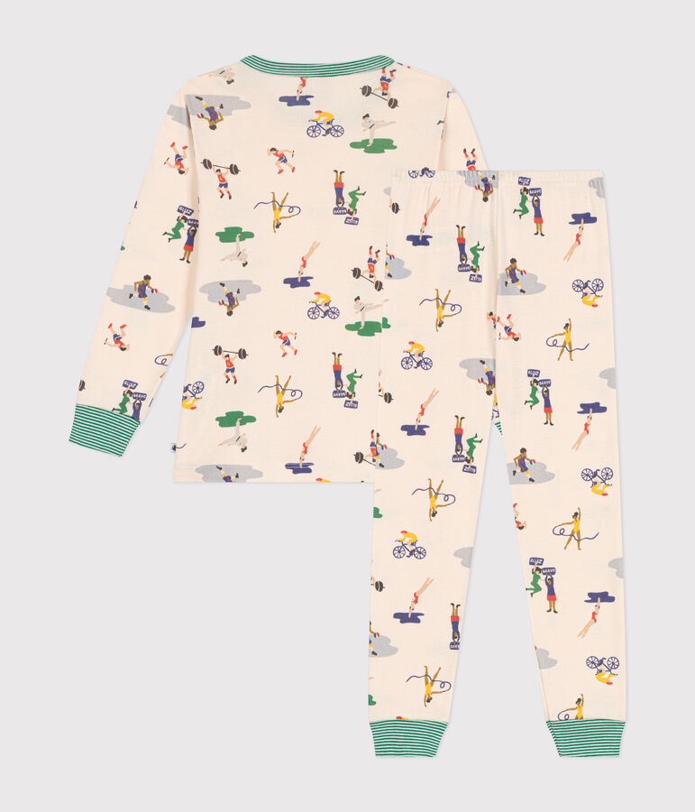 Children's multi-sports print cotton pyjamas AVALANCHE white/MULTICO