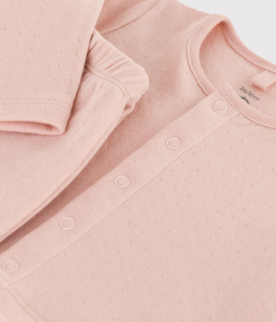 Babies' Organic Plain Tube Knit Clothing - 2-Piece Set SALINE pink